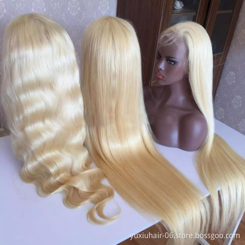 Brazilian 13by4 body Wave Blonde lace Wigs Human Hair Cuticle Aligned Virgin Hair Transparent Lace Frontal Wigs For Black Women